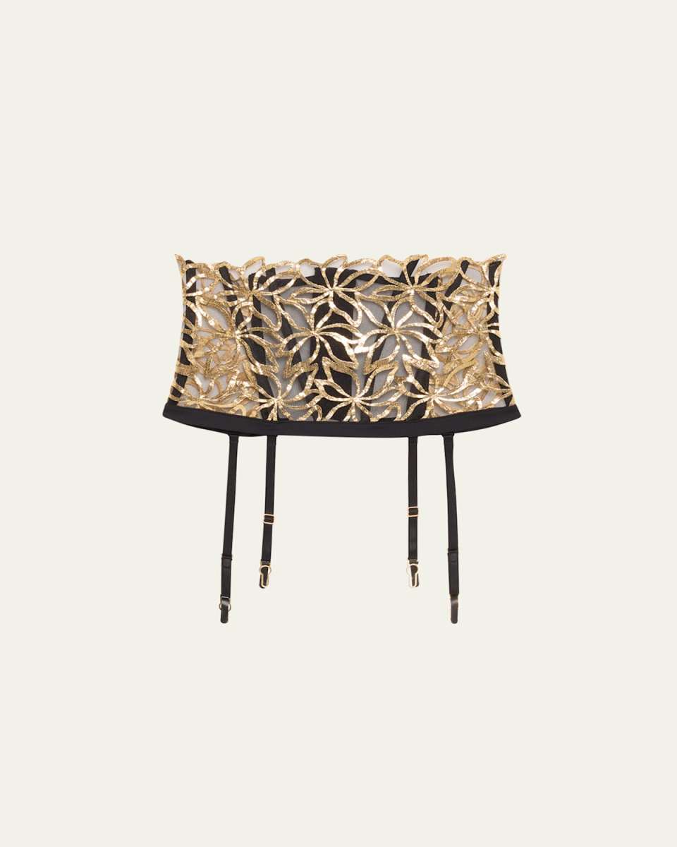 Eclats D'Or Embroidered Waspie Garter Belt